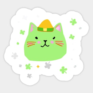 on St. Patrick’s Day cat big chese Sticker